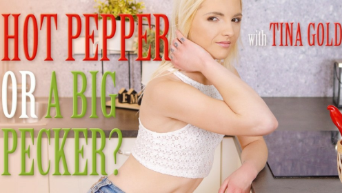 Tina Gold's Spicy Kitchen Seduction in 4K VR