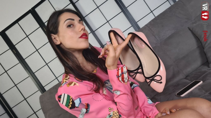 Super Sexy Petra in Midcalf Nylon Socks And Pink Ballerina Flats - Image 3