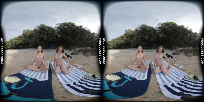 Kristina and Mira Naked Yoga on Tropical Beach - Image 8